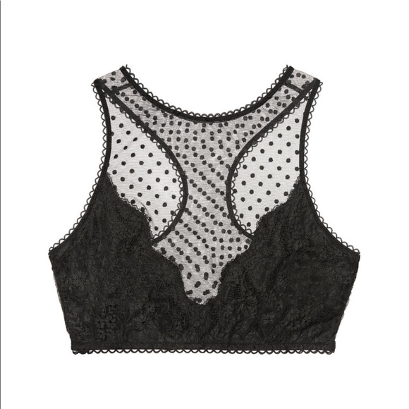 💜Victorias Secret Floral Lace & Dot Mesh Bralette - Picture 4 of 4